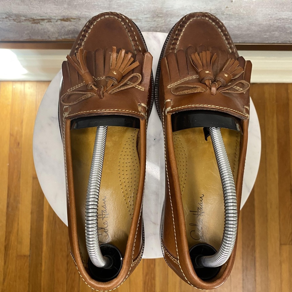 Cole Haan Shoes Mens Size 8.5 M Brown Leather Tassel Loafers Slip On CC01083 - Picture 7 of 11